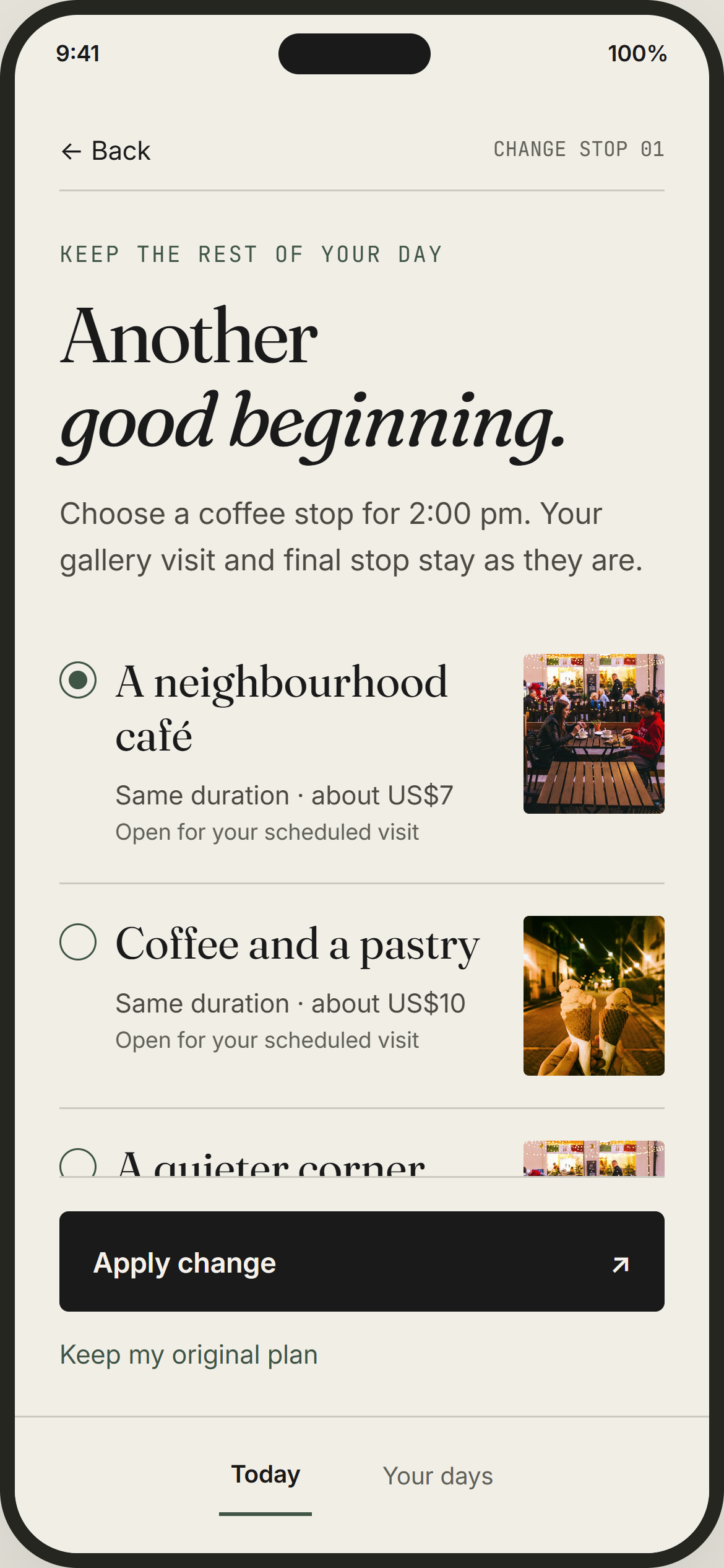 Dayverie design preview: Another way to start. Illustrative sample content and photography.